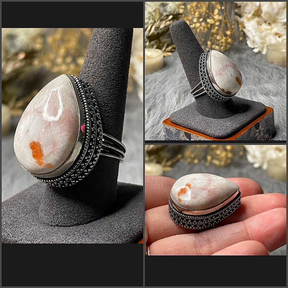 Scolecite Stone set in Sterling Silver Ring - US Size 9